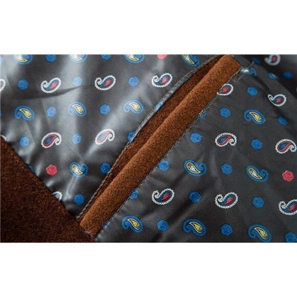 Men's Gentle Band Collar Single Breasted Wool Blend Pea Coat Brown - Picture 6 of 7